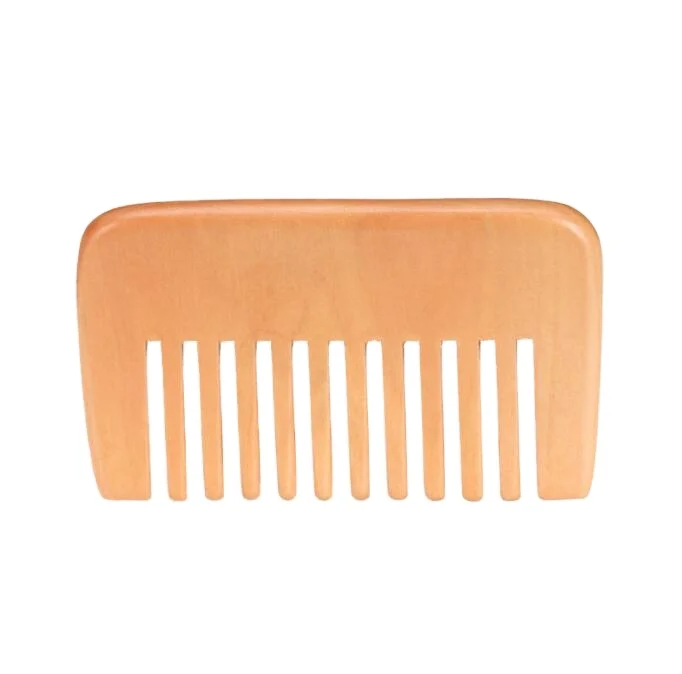 Custom logo travel peach wood pocket size beard hair comb wide tooth comb for men