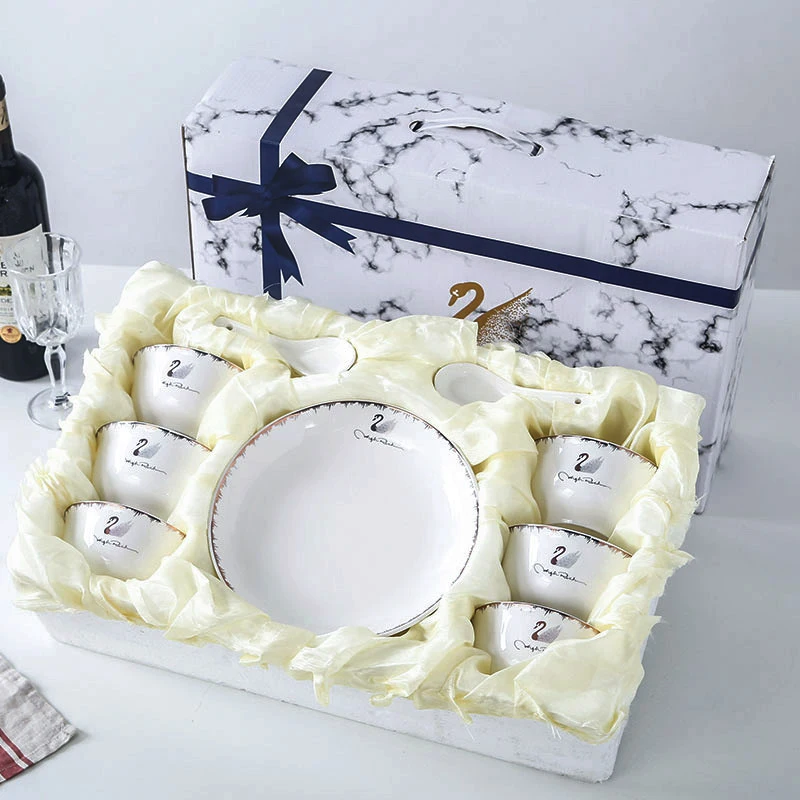Exquisite design porcelain dinner sets ceramic tableware with gift box fine porcelain