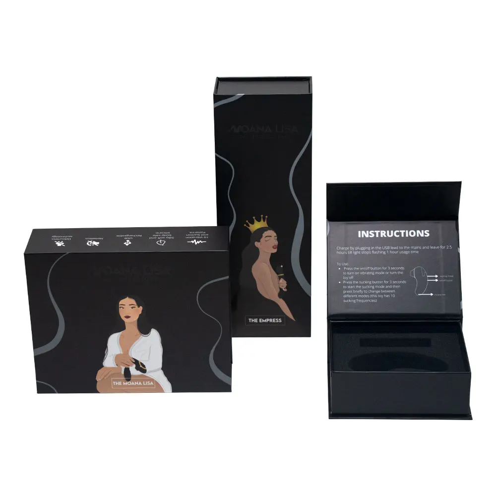 GMI Wholesale sex toys storage gift boxes custom logo packaging adult products Lid and Base paper boxes with black foam