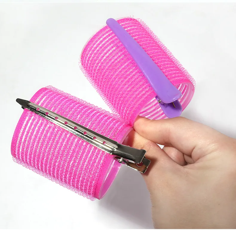 Factory direct sale 20pcs no heat plastic hair rollers set 3 sizes self grip nylon hair rollers with pins