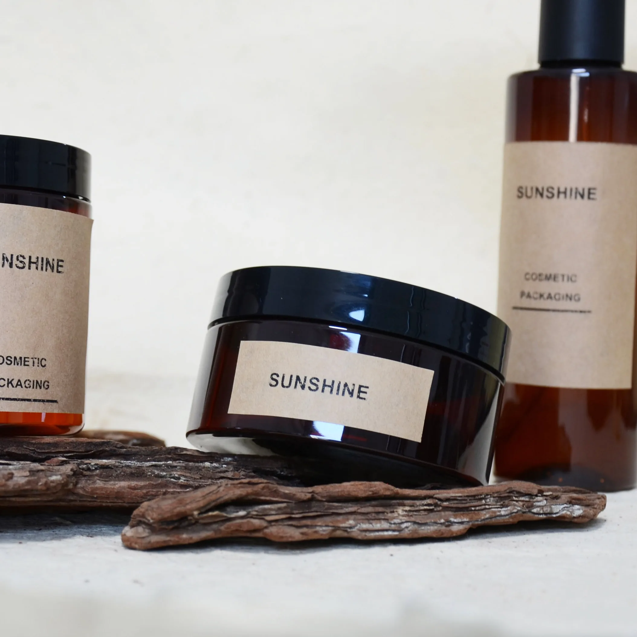 100ml 150ml 200ml Amber empty cosmetic packaging cosmet set recycled plastic bottles with pump for cosmetics