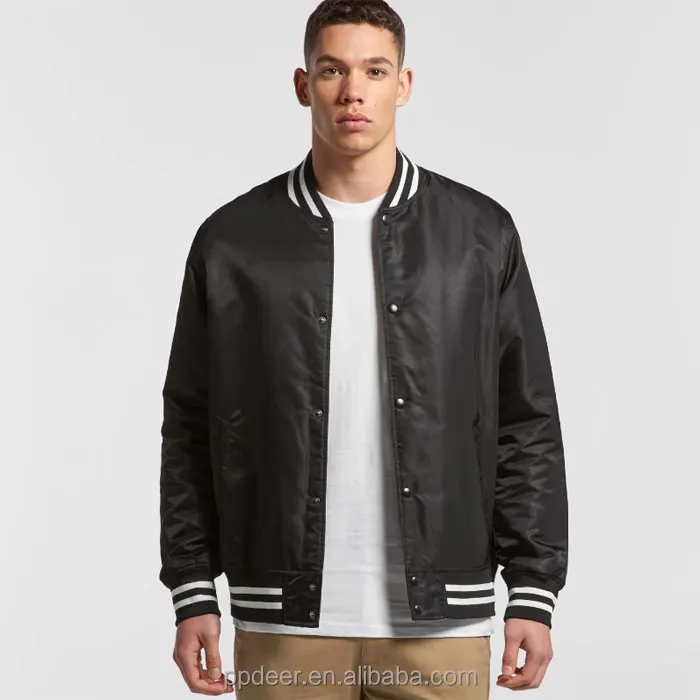 2021 новый стиль под заказ высококачественная черная нейлоновая атласная куртка-бомбер на молнии бейсбольная зимняя куртка для колледжа мужская