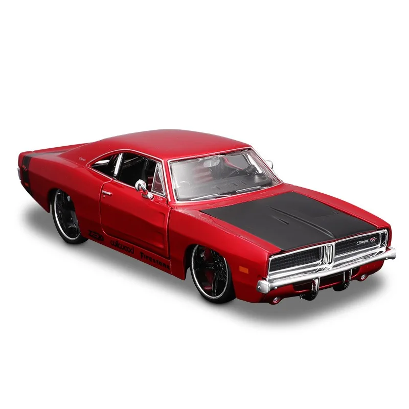 High Quality 1:24 Scale 1969 Charger R/T Alloy Toys Car Model Simulation Diecast Toys Model Car For Adults Decoration Collection
