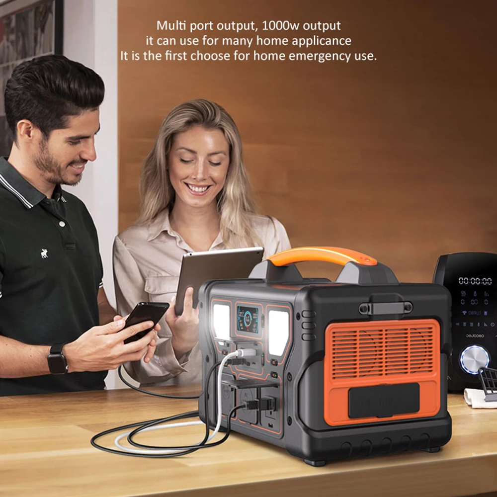 110 220 Volt Camping Home Solar Generator Waterproof 1200W UPS Portable Backup Battery Power Station With AC Outlet