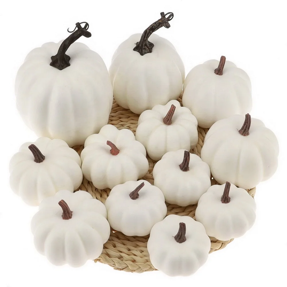 
Gresorth Top Quality Fake Pumpkins Halloween Decoration Artificial Cushaw for Autumn Fall Party Christmas Display 