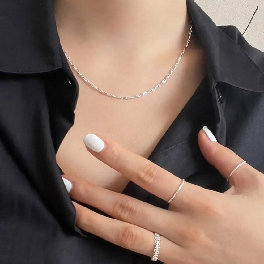 VIANRLA  925 Sterling Silver Chain Necklace Chain for Women Girls Cable Chain Necklace Upgraded Spring-Ring Clasp