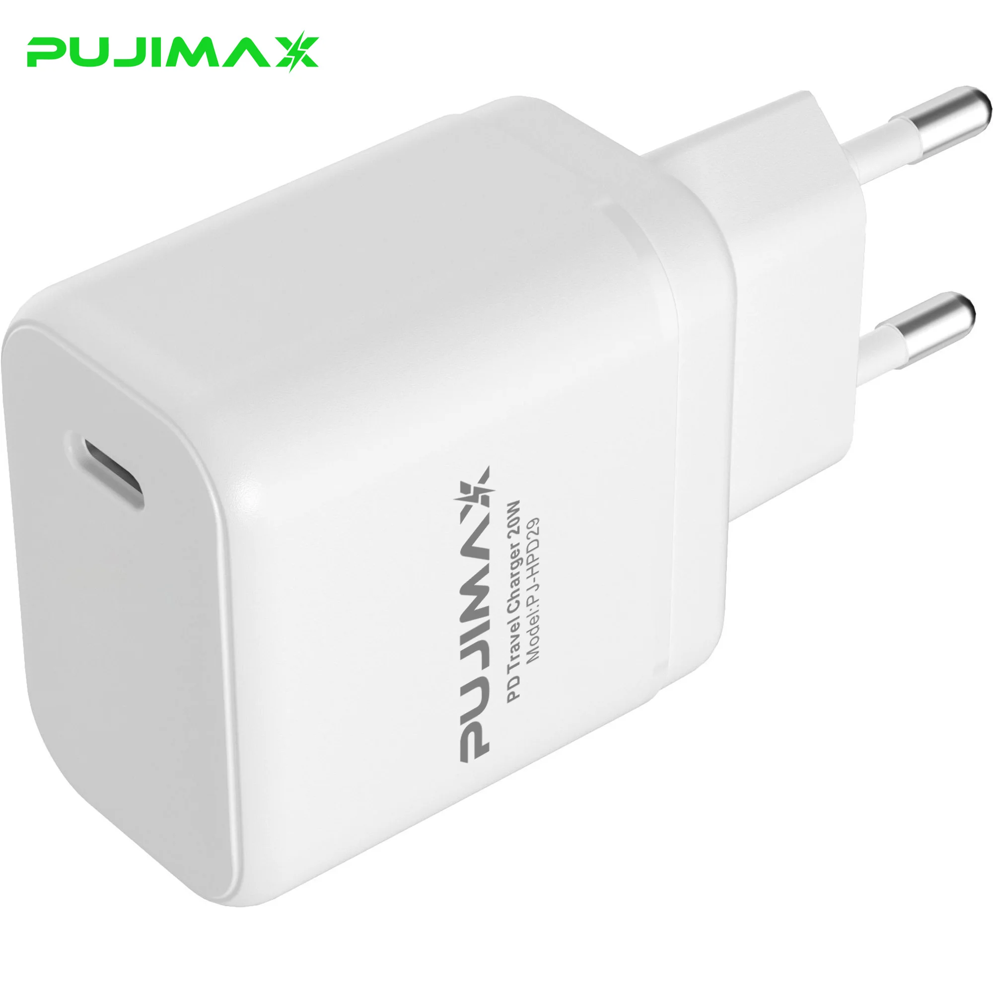PUJIMAX Wholesales 20W Single Type C PD Travel Charger Mobile Charger USB-C Wall Charger Fast Charging Adapters for iphone, ipad