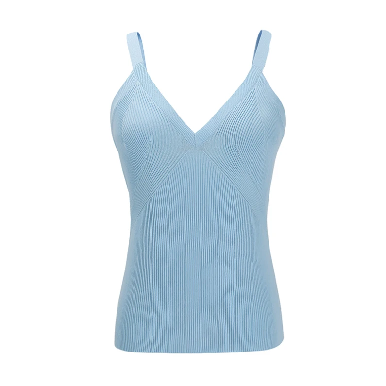 Приталенный топ с v-образным вырезом небесно-голубого цвета для девочек