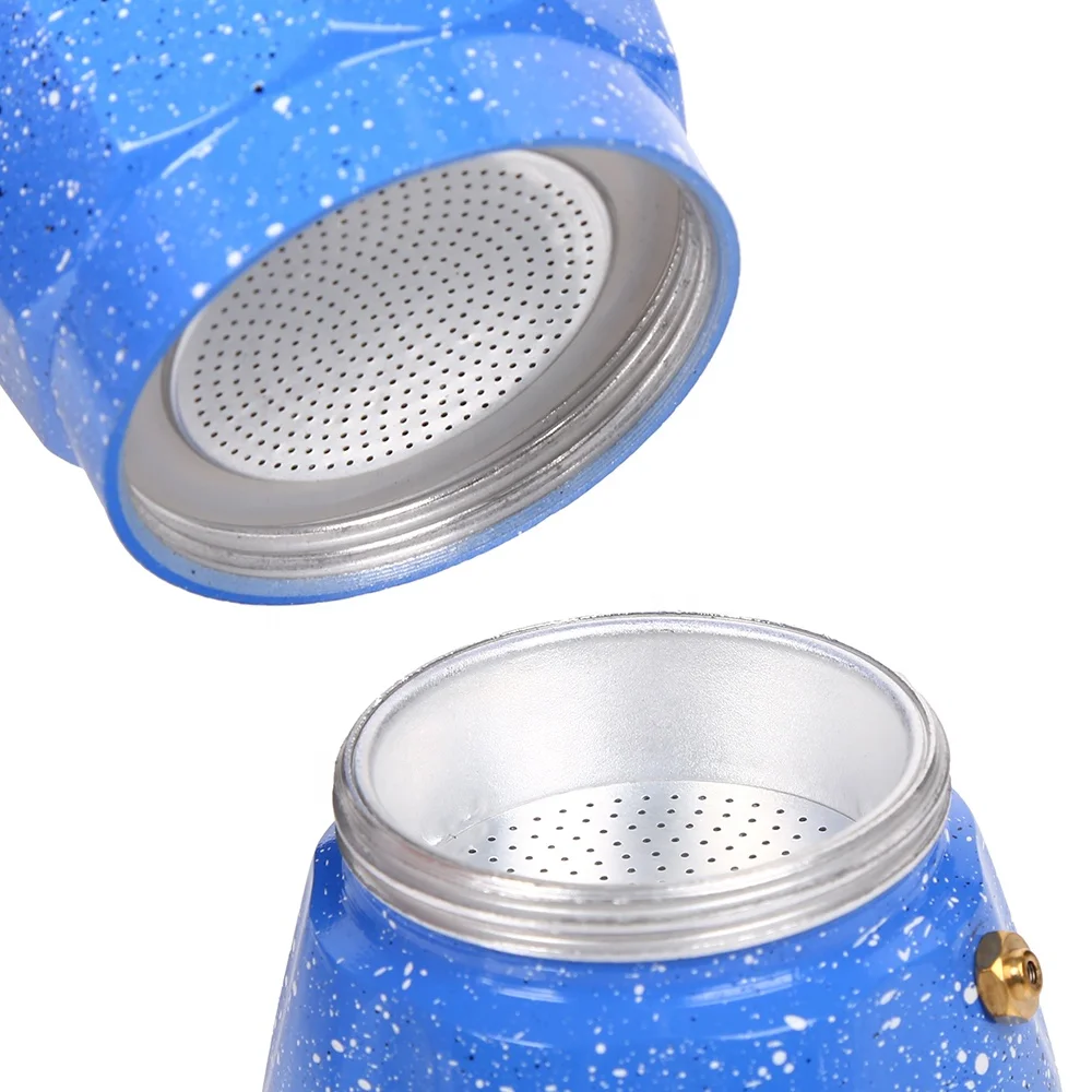 Aluminum Italian Stove Top Coffee Maker with wooden handle