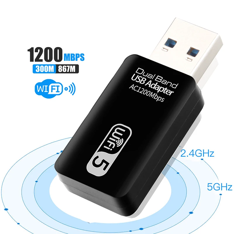 high speed rtl8812bu AC1200 (866+300) mbps wireless usb wifi adapter dual band 802.11 2.4G&5G lan card for laptop desktop