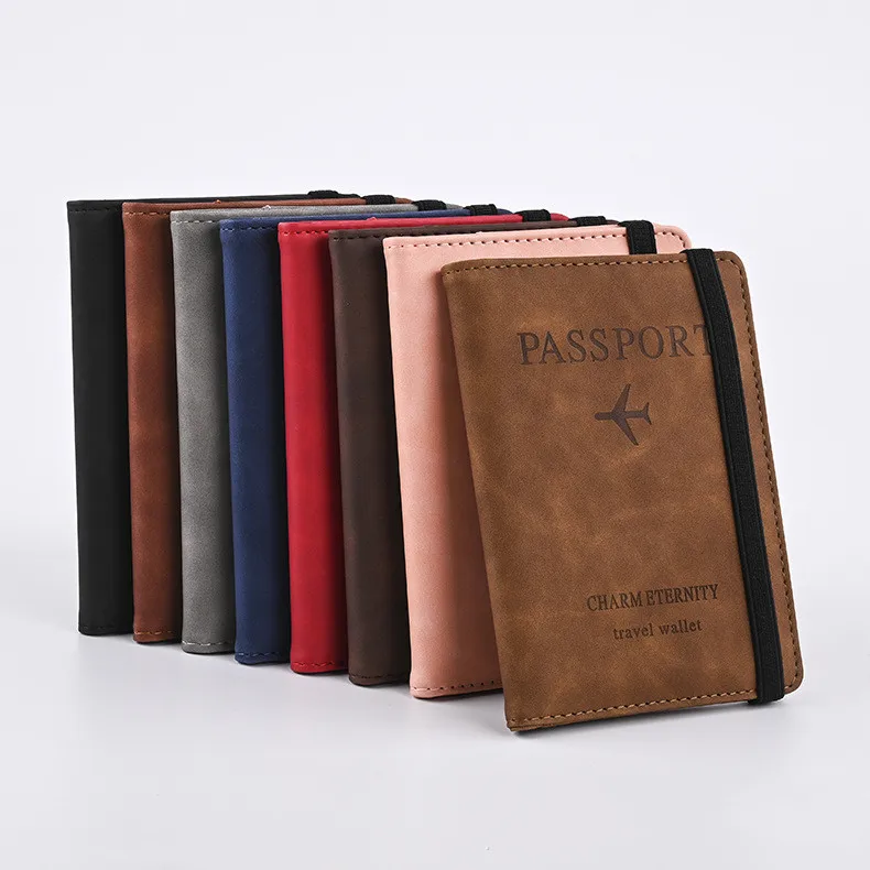 2023 ECO travel PU leather passport cover card holder wallet porta pasaporte logo custom sublimation rfid passport holders