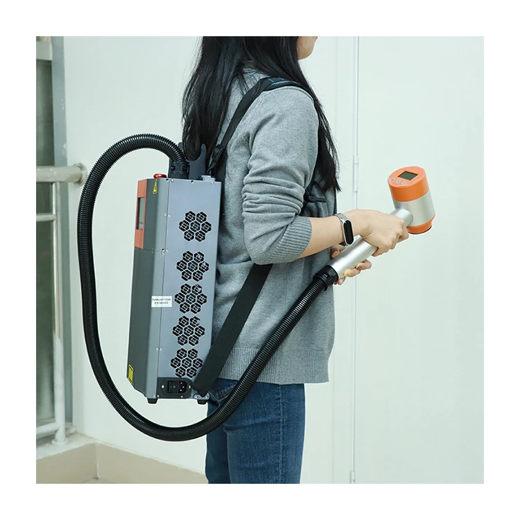 Portable 100W MOPA Pulse Laser Cleaning Machine Handheld Backpack Design Rust Removal Home Use Metal Stone Stainless Steel Max