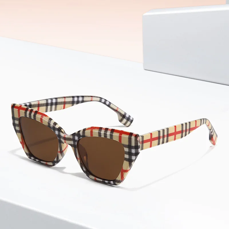 Luxury Designer Hot Cat Eye Sunglasses Small Frame Glasses Personality Multi Color Sunglasses Women  Beach Sunglasses
