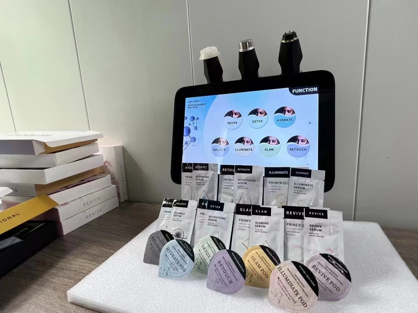 Wholesales oxygen bubble facial cleaning skin tightening with 3 handles water oxygen skin care facial beauty instrument