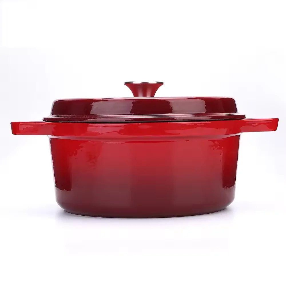 Factory Whoselase High Quality 3 Pieces Enameled Cast Iron Cookware Set Non Stick Red Round Cast Iron Dutch Oven Cookware Set