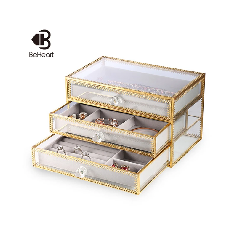 
New Design Manufacturer Antique Acrylic Design Decorative holder double layer Jewelry storage Box 