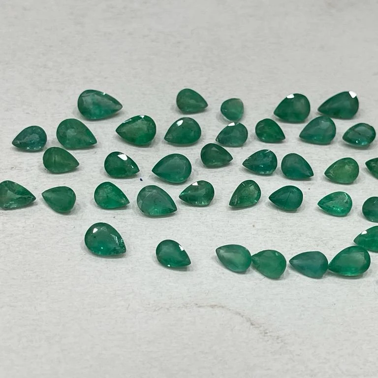 Handmade Natural Emerald Gemstone Pear Cut Green Crystal for Jewelry Making Lot for Wholesale Bulk Purchase