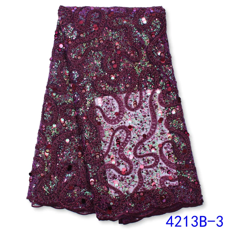 High Quality embroidered French Tulle 3D tulle Lace mesh Fabric Bridal glitter sequin Bead Lace Fabric with sequins multi color