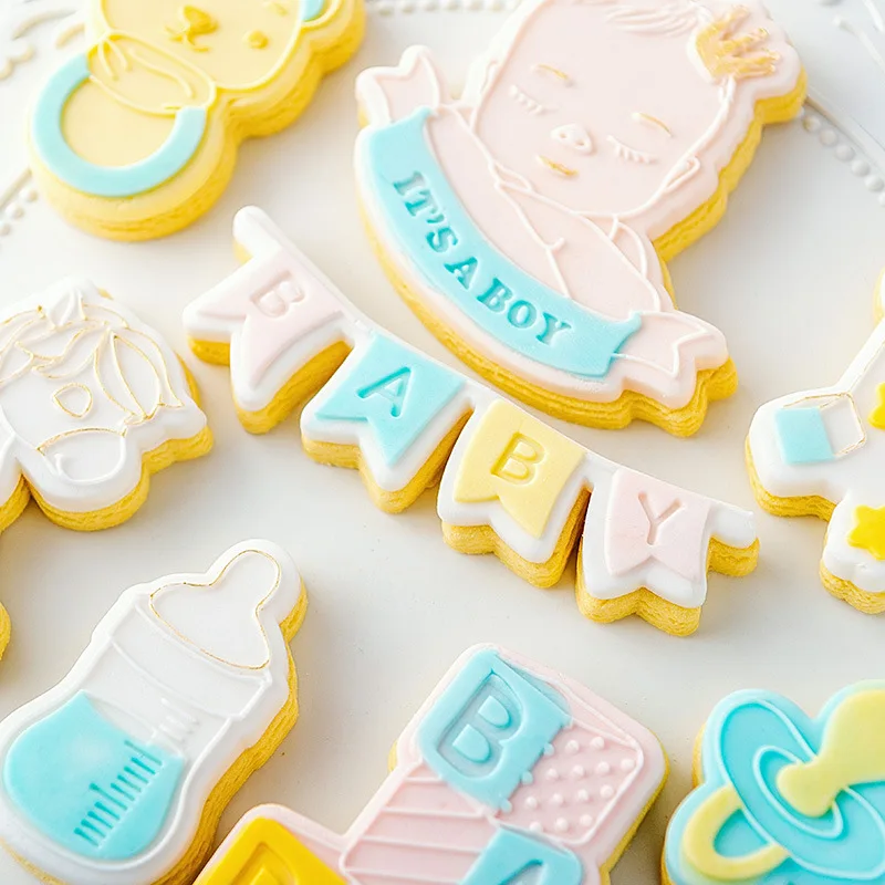 Saffron Baby shower fondant embosser cookie cutter acrylic stamp plastic cutters for embossing cookies