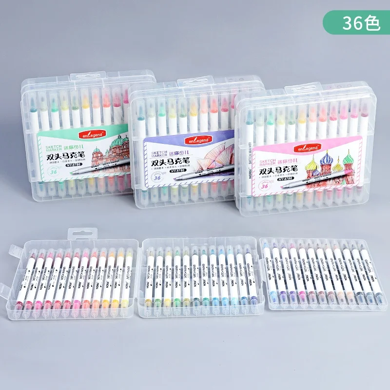 New arrival fluorescent colorful double ended design 12/24/36 colors alcohol based art marker set