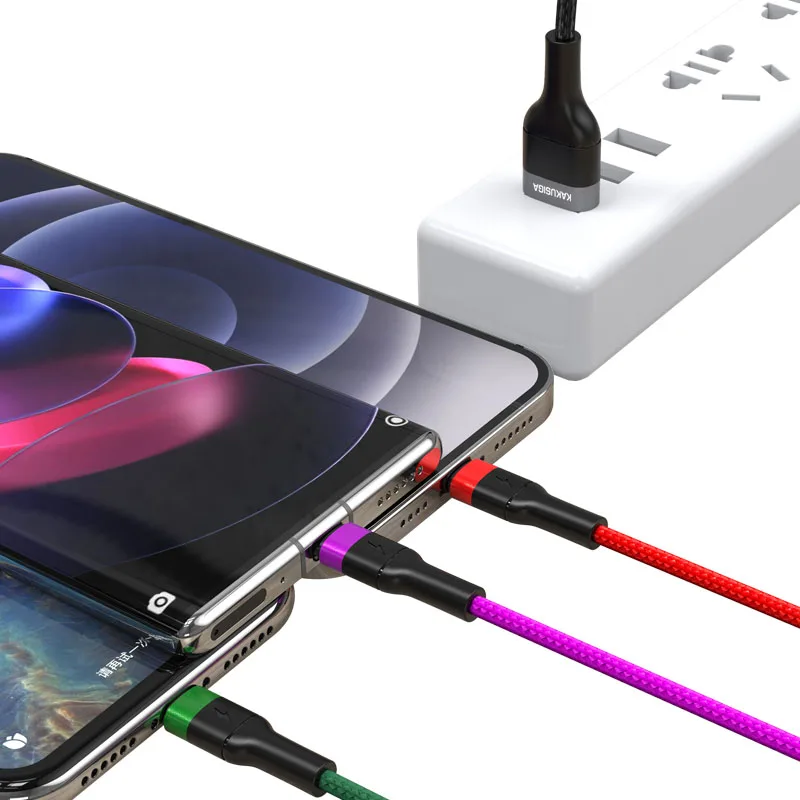 KAKUSIGA  3 in 1 High-quality aluminum alloy anti-oxidation  fast charging cable