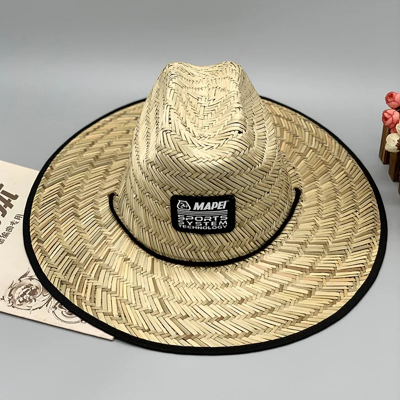 Custom Women alphabet  Hair Bonnets Big Brim Sun protection Straw Cowboy Hat