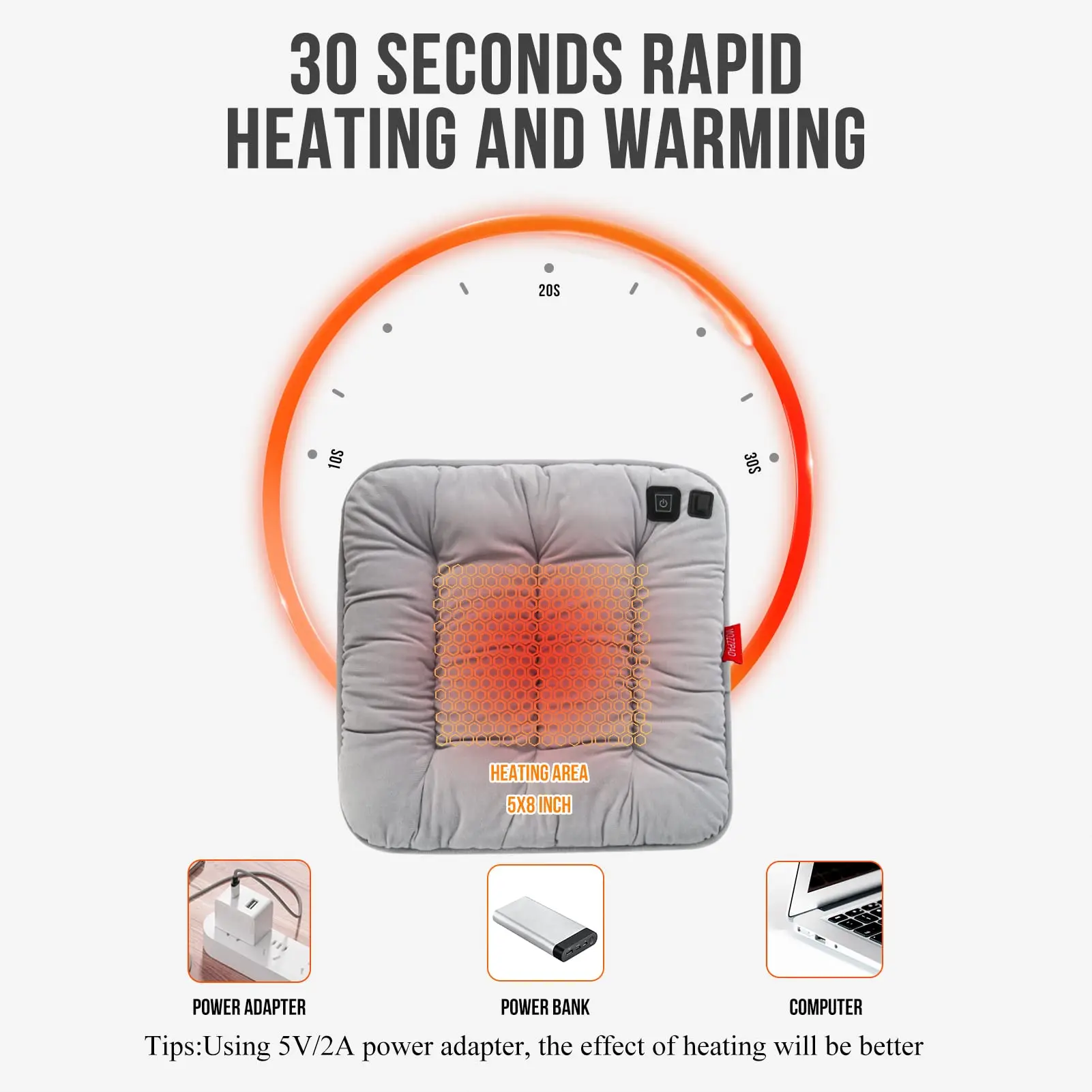 Home Office Electric Heated Seat Cushion  Stadium Bleachers Heated Seat Cushions  Far Infrared Fast Heating Pad