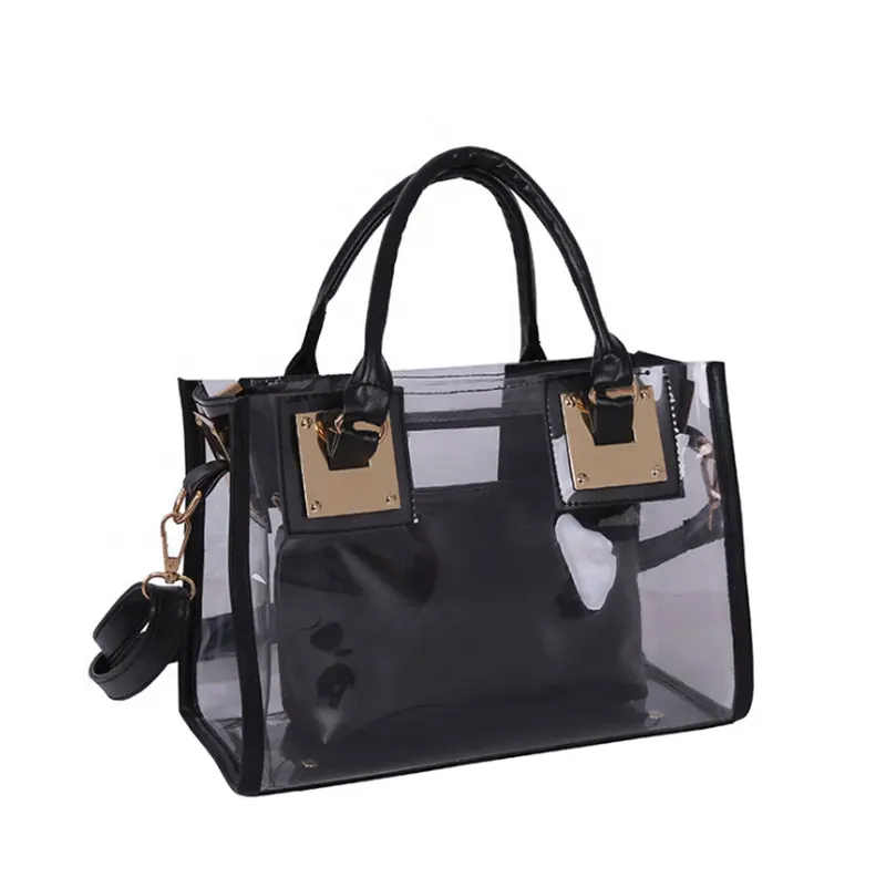 2022 Factory Wholesale Hot Sale 2pcs Women Fashion Shoulder Bag Clear Jelly Clutch Purse Transparent Handbag