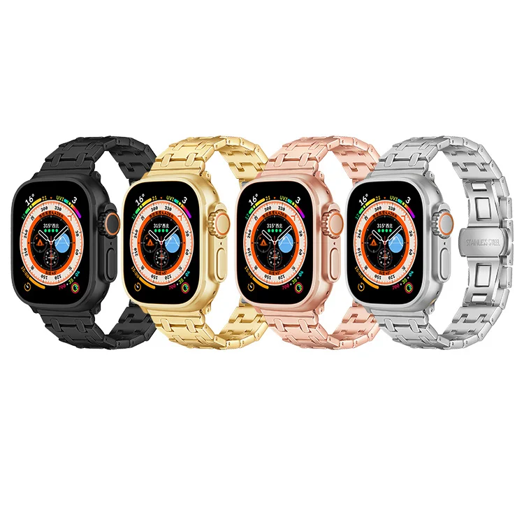 Business Luxury Smart Watch Wristband Stainless Steel Metal Watch Band For Apple Watch Series 8 38mm 45mm 49mm