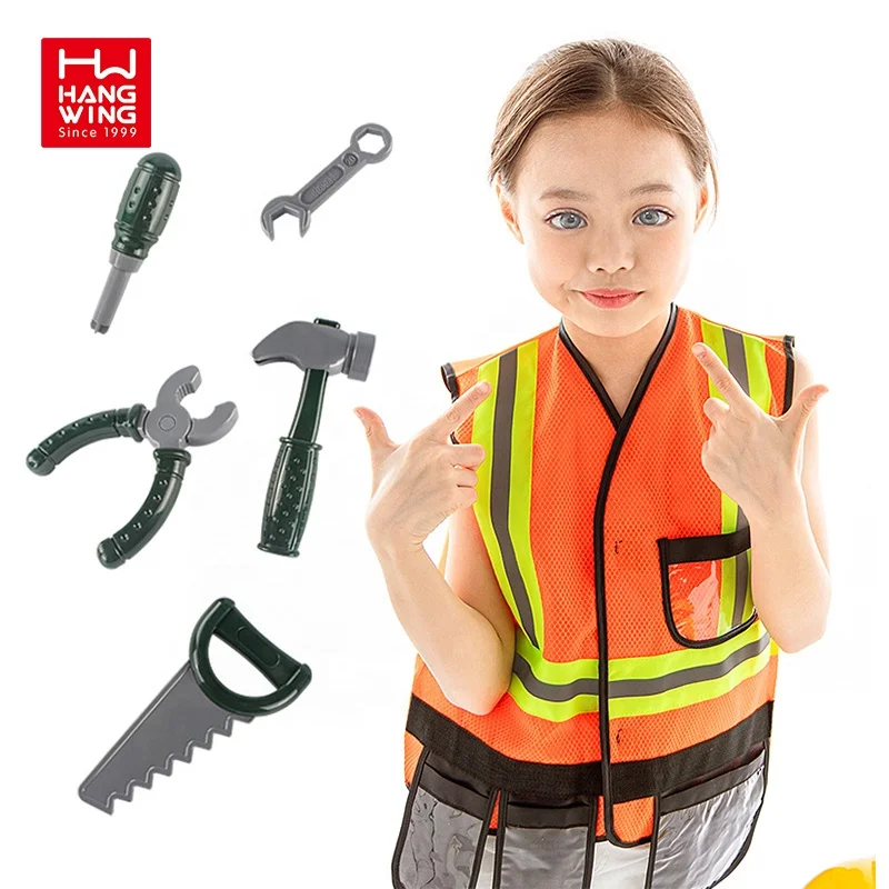 HW fire suit with hood clothing waterproof black pocket engineering tools for kids furniture make up pretend toy cosplay clothes