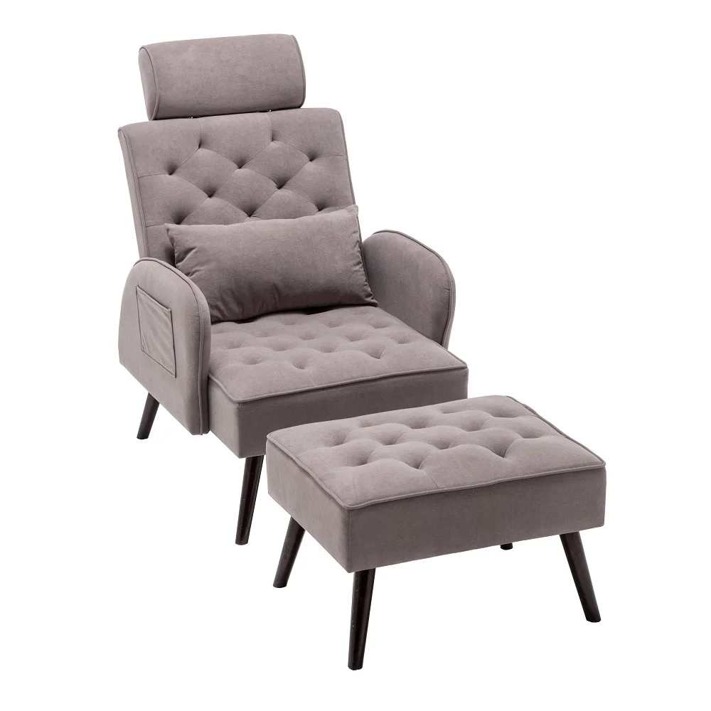 modern recliner chair folding adjustable lounge chair with ottoman