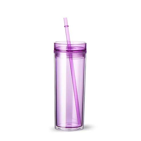 
Double Wall Plastic Frosted Travel Tumbler with Lid and Straw 