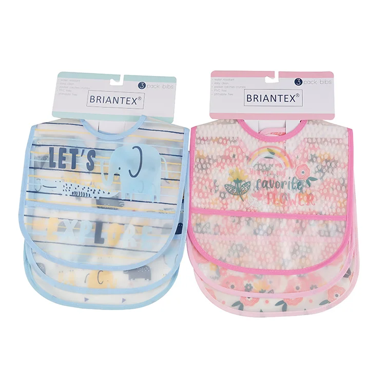 3pc set baby waterproof PVC baby bib
