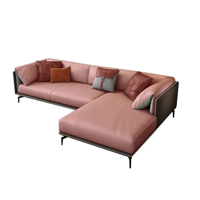 Italian Nappa Leather Living Room Sofa Minimalist Style Modern Soft Sofa Living Room Furniture