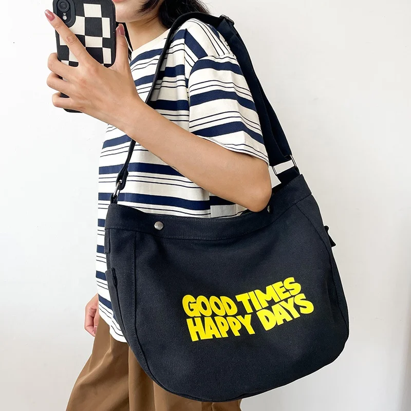 Top Seller Wholesale Large Capacity Causal Letter Solid 6 Colors Buckle Women Shoulder Messenger Bag with Side Pocket