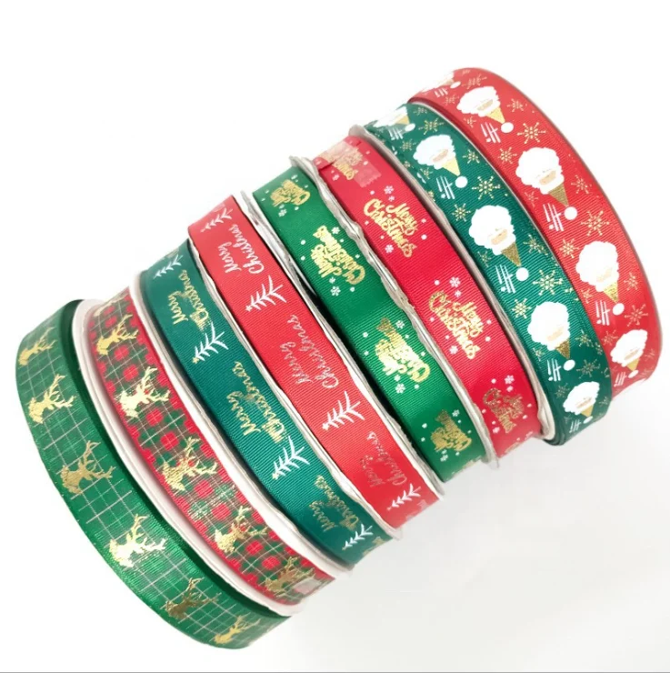 Christmas grosgrain ribbon custom printed grosgrain ribbon logo for Merry Christmas