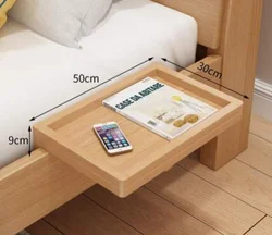 Easy To Install Bedroom Furniture Bedside Shelf Table Punch-Free Solid Wooden Floating Bedside Organizer