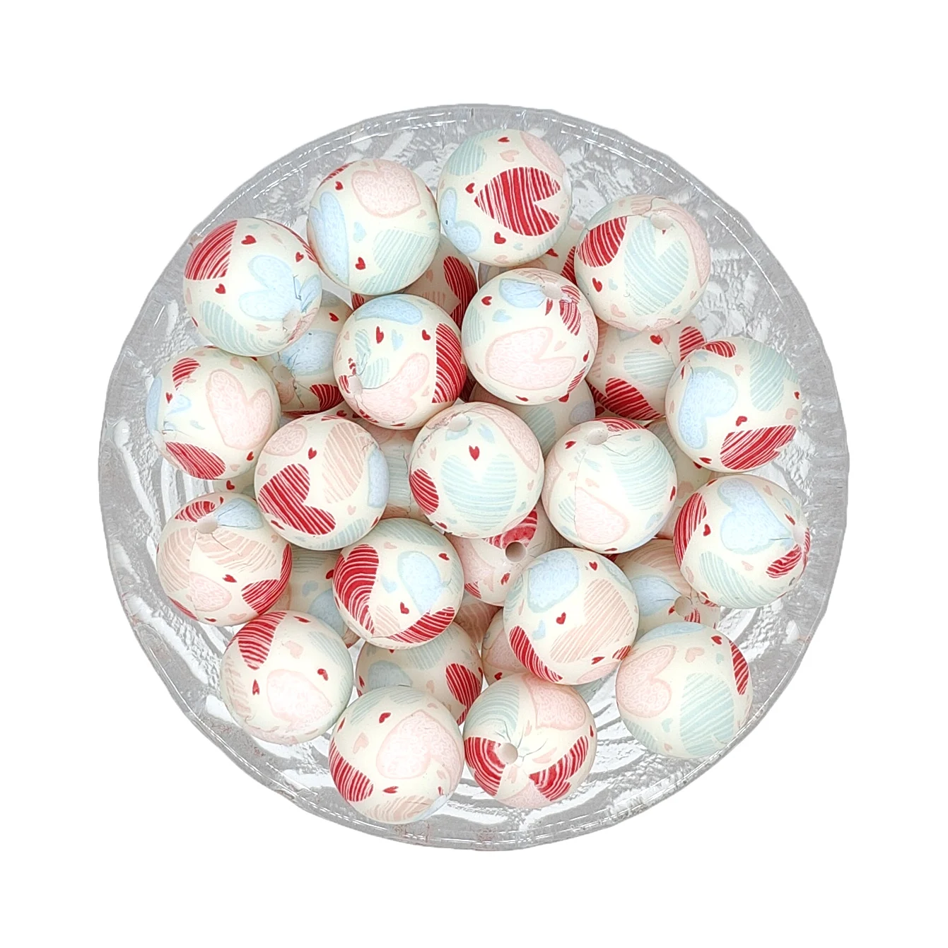 15mm Round Print Silicone Beads DIY Necklace Beaded Charm Pen Making Baby Teething Loose Beads