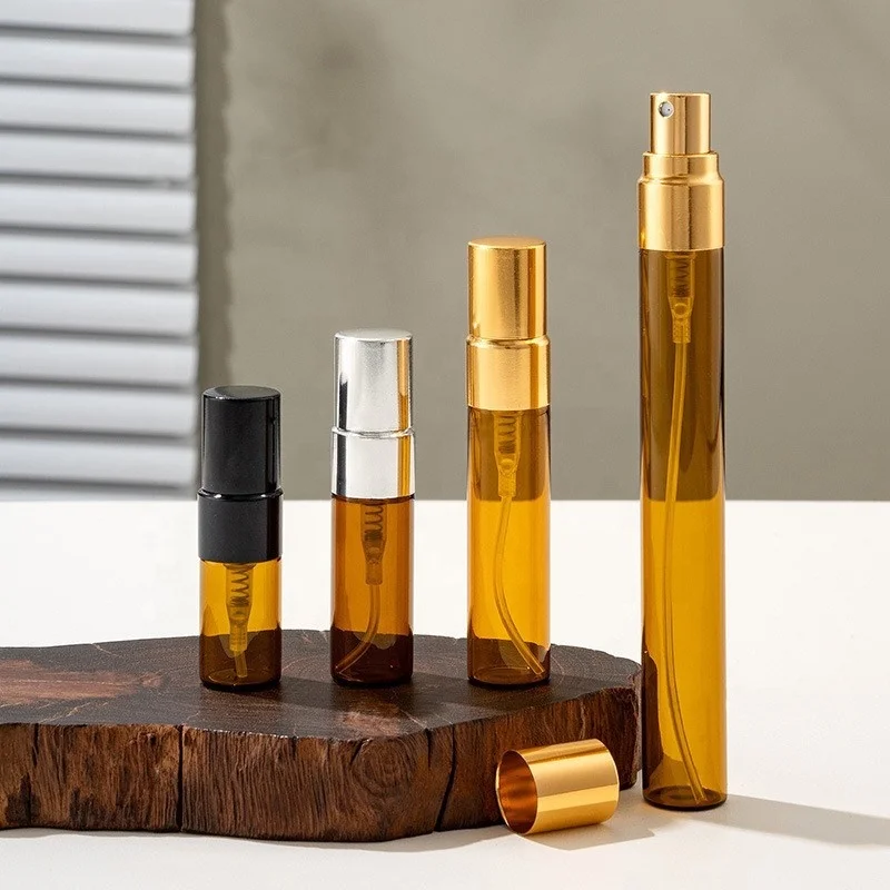 2ml 3ml 5ml 10ml Brown Amber Glass Perfume Bottle Refillable Spray Sample Vial for Tester Atomizer Pump Spray Bottles