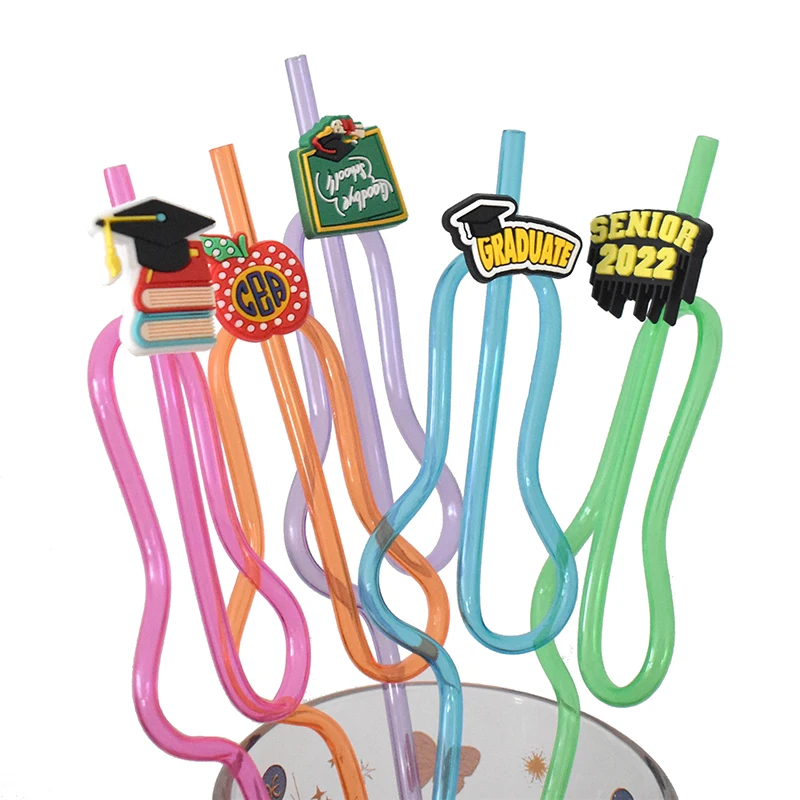 graduation party accessories wholesale new silicone straw topper charm drinking topper charms graduation straw topper
