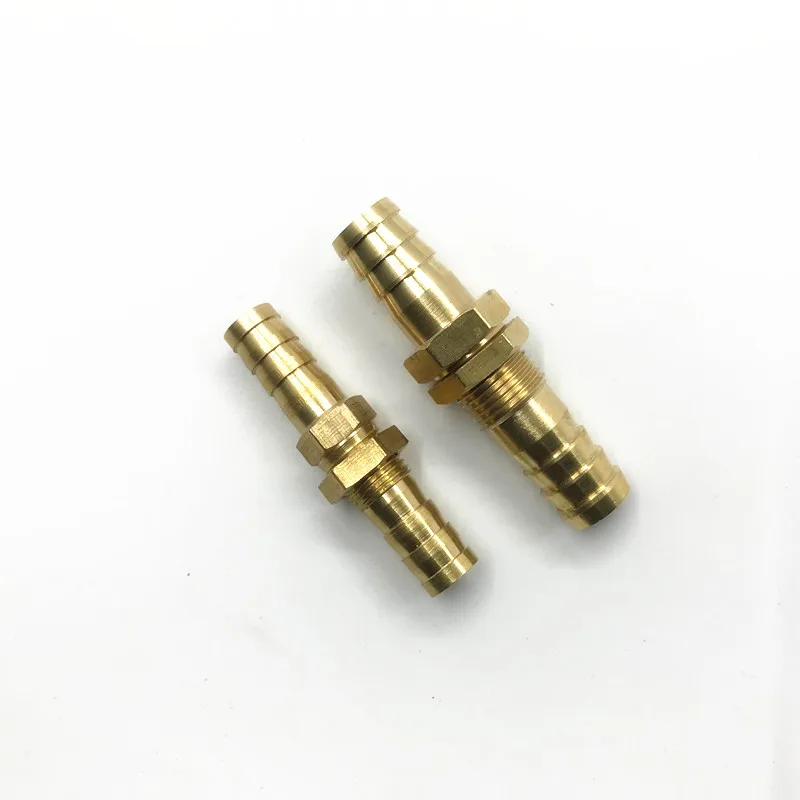 Brass Hose Tail Fittings Bulkhead Hose Barb For 8mm 10mm I.D. Hose