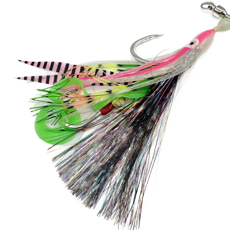 Kevlar soft fishing lure Assist hook Tinsel line  Luminous Octopus Fishing String Hook Bait Double Hooks pesca lures