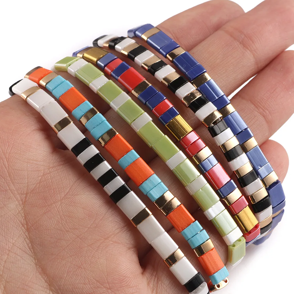 5 * 2mm Macaron electroplated double hole glass bead necklace, bracelet, lifting bead DIY block, loose bead accessory material