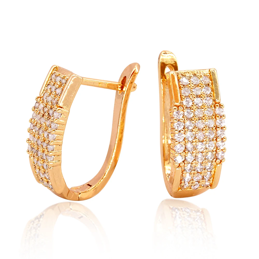Fashion Jewelry  Brass Bridal English Lock Pakistan Indian Micro Pave Women Zirconia Huggie Hoop Party Earrings