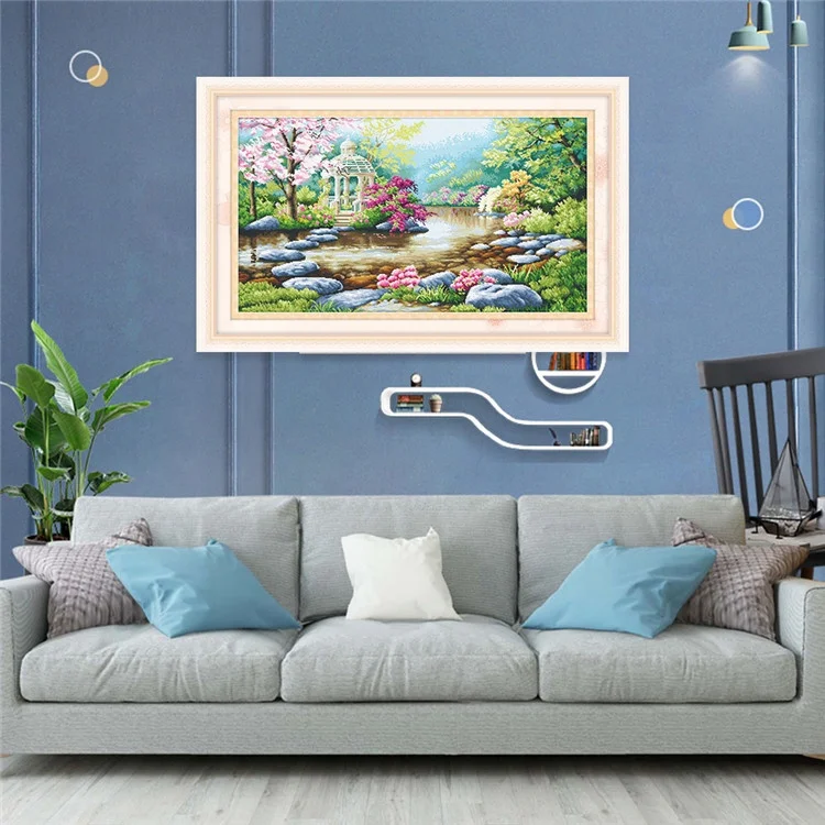 2020 New Home Decoration Banner Landscape Pattern Oil Painting Aida Fabric Sewing Needlework Embroidery Kit DIY Cross Stitch Kit