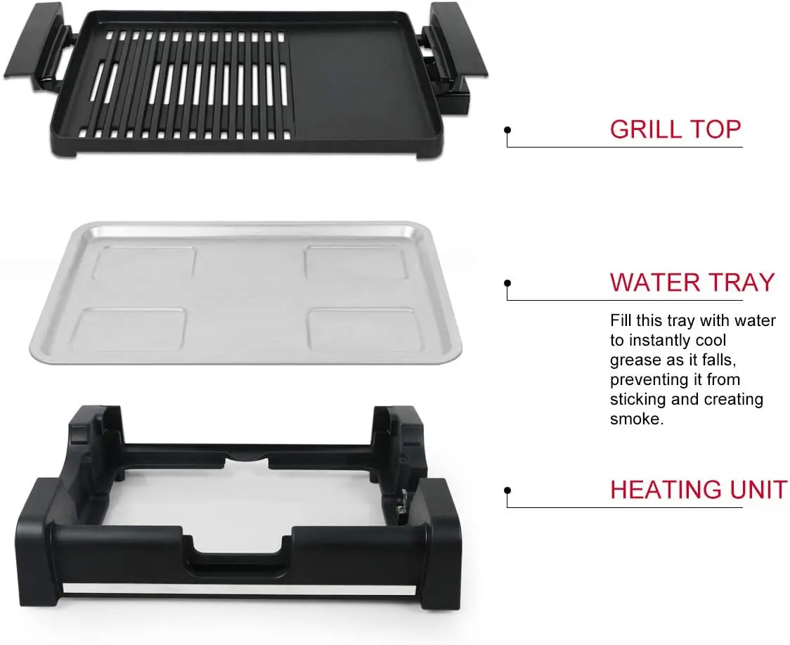 Maibo Electric Griddle Bbq Smokeless Non-Stick Coating Barbecue Grill indoor Electric Smokeless Bbq Grill