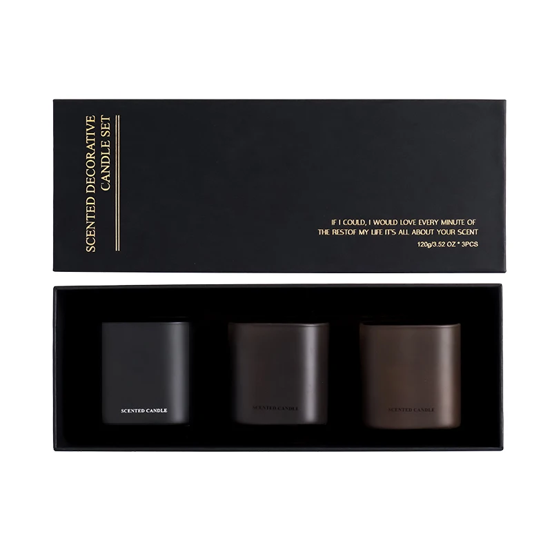 NEWIND Luxury Private Label Custom Organic Soya Scented Soy Wax Glass Jar Aroma Candles Sets With Lids