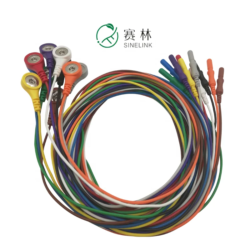 
Flexible medical snap button cable, 3/5/7/10 lead snap holter ECG EEG cable 