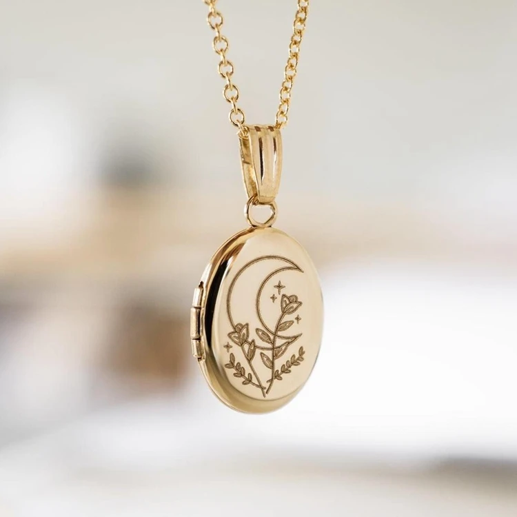 Fine Jewelry Sun Moon Evel Eyes Stainless Steel Photo Locket Necklaces Pet Photo Choker Chain Vintage Jewelry Fashion Necklace