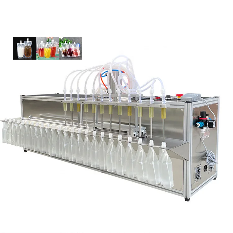 CohoMachine 12-head peristaltic pump suction nozzle stand-up pouch liquid filling machine